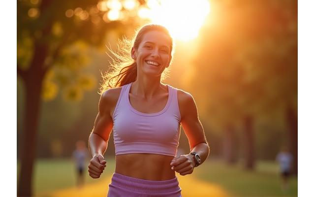 Persona de 40 años energética corriendo al aire libre