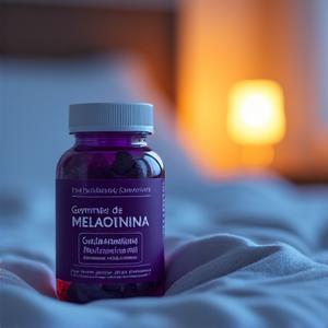 Bote de gummies de melatonina para dormir, con envase atractivo y un buen diseño gráfico.